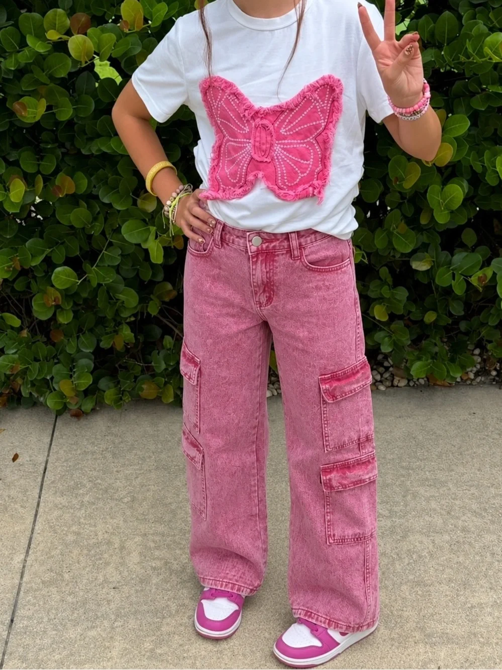 Pink Washed Cargo Pocket Jeans size 10 SO CUTE!